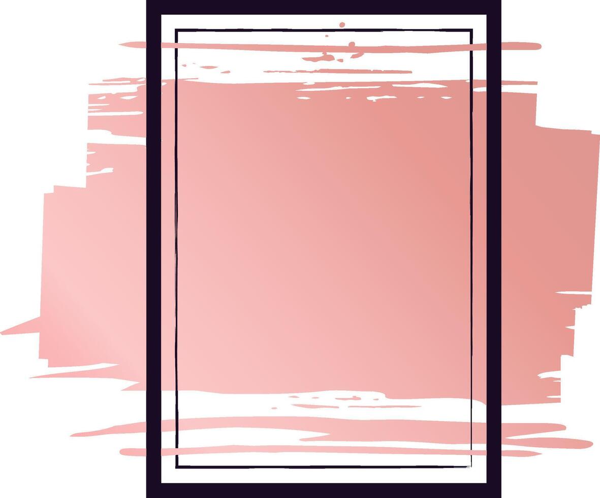 Black frame resting on a pink brush stroke background, creating a modern and elegant design, perfect for enhancing various projects with a stylish touch vector