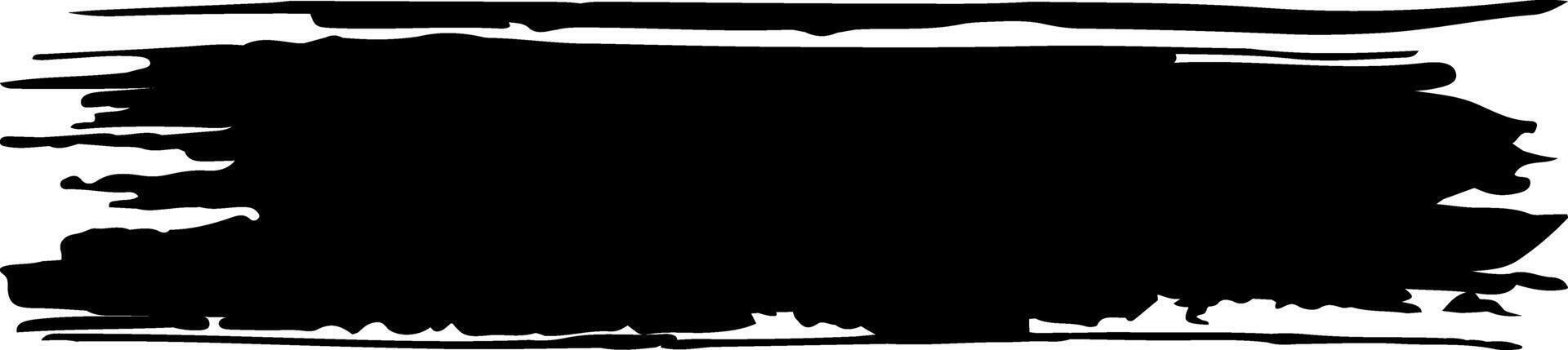 Wide black paintbrush stroke creating a horizontal rectangular shape with rough and uneven edges, resembling a banner or a frame, isolated on a white background vector