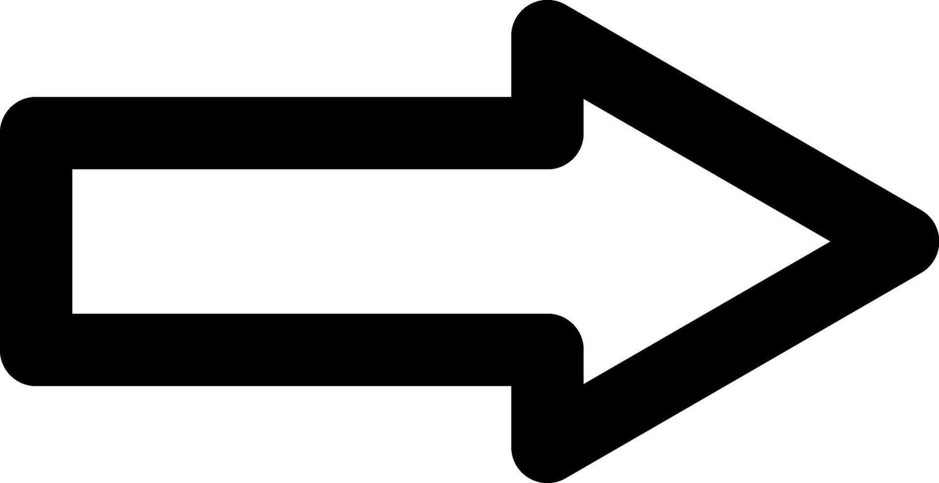 Simple black arrow pointing to the right with rounded edges, isolated illustration on a white background, ideal for indicating direction or progress vector