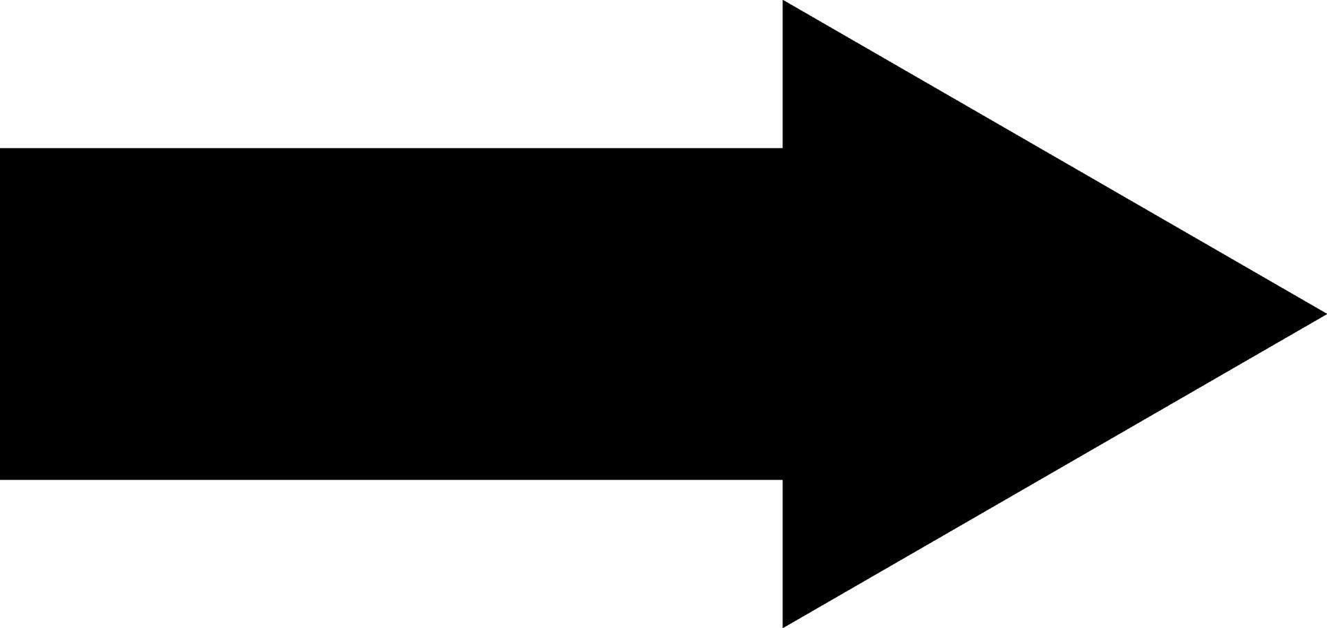 Black arrow pointing right, symbolizing direction, progress, and forward movement against a clean white background, conveying concepts of navigation, growth, and success vector