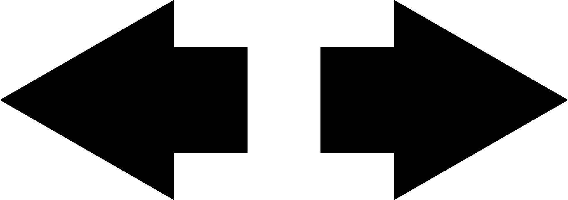 Two black arrows pointing in opposite directions, representing decision making, contrasting paths, and the choices that come with navigating different options vector