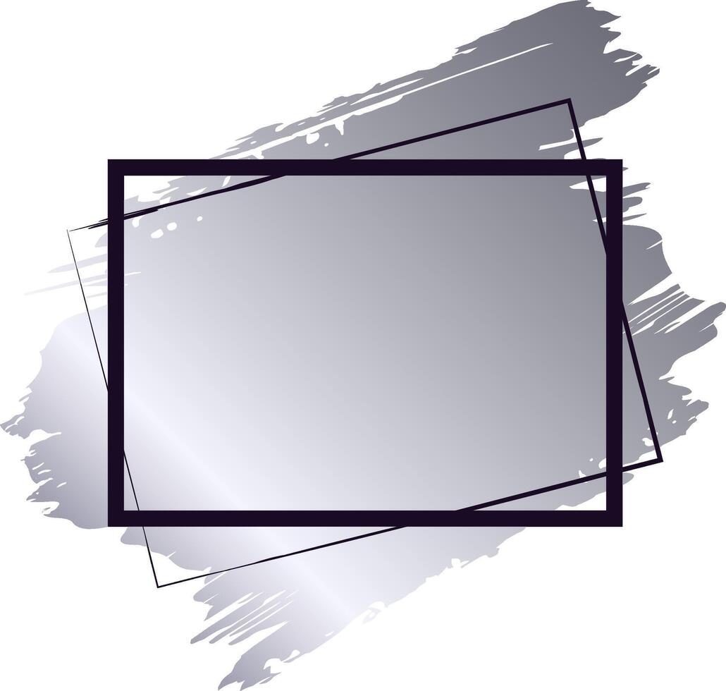 Black frame overlapping a silver paint stroke creating a modern and elegant background, ideal for projects related to art, design, fashion and luxury vector