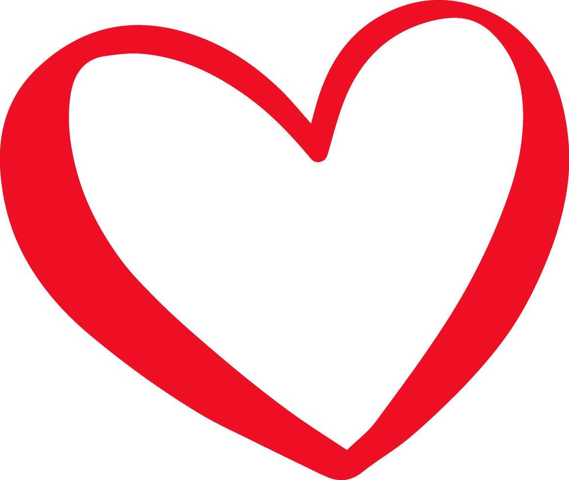 Hand drawn red heart symbol radiating love, romance, and affection, making it an ideal choice for Valentine's Day or any celebration of deep emotional connections and relationships vector