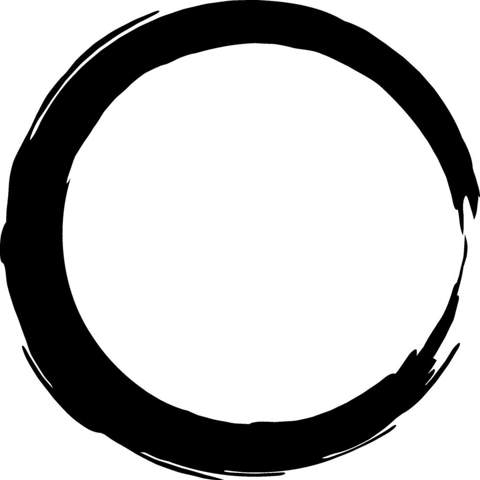 Thick black brush stroke in the shape of a circle creates a frame on a white background, providing an artistic and dynamic border for text or design elements vector