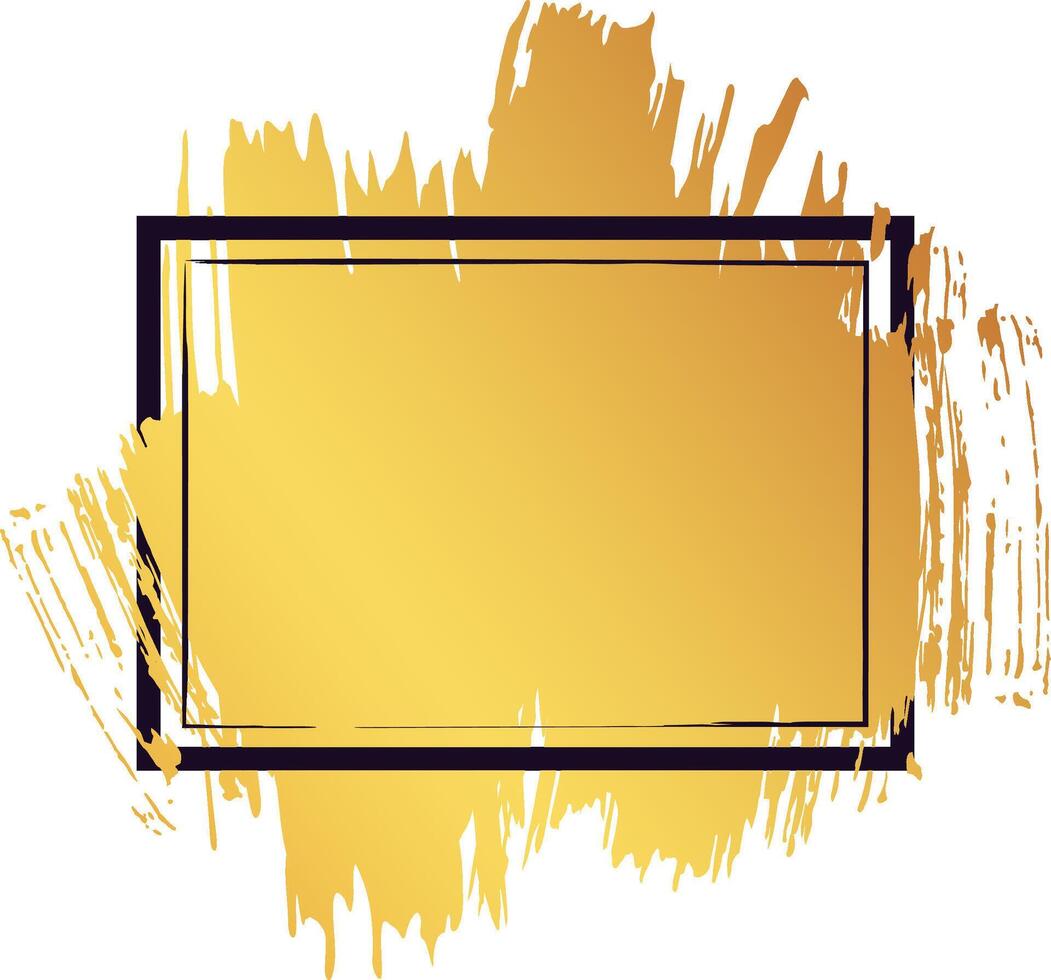 Golden brush stroke framed in black enhances design templates, infusing elegance and sophistication into various creative projects, perfect for luxury branding and artistic expressions vector