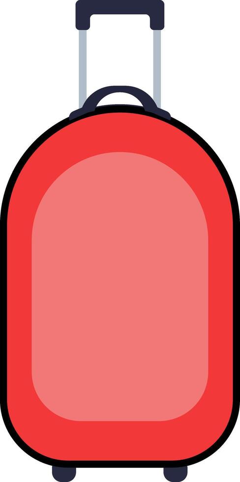 Red rolling suitcase with an extended handle, representing travel adventures, vacation getaways, business trips, and essential packing for any journey vector