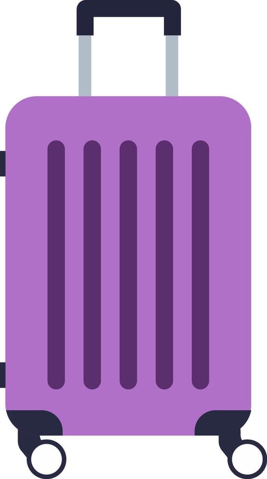Stylish purple rolling suitcase with a retractable handle and wheels, ideal for travel and business trips, ensuring easy portability and a fashionable statement on any journey vector