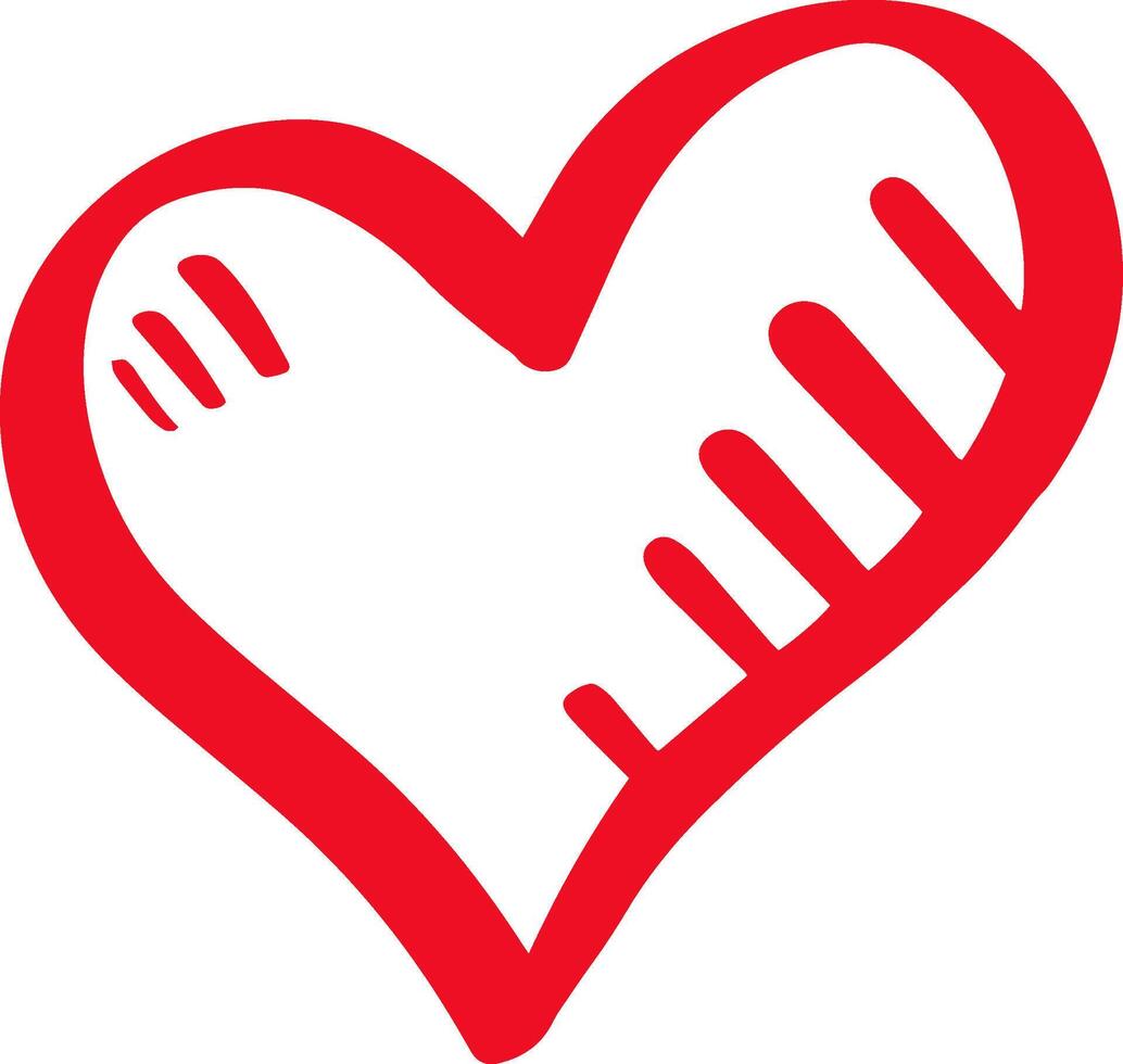 Expressing warmth and affection, a simple red heart shape features hand drawn imperfections, embodying love in a minimalist design that resonates with emotion and creativity vector