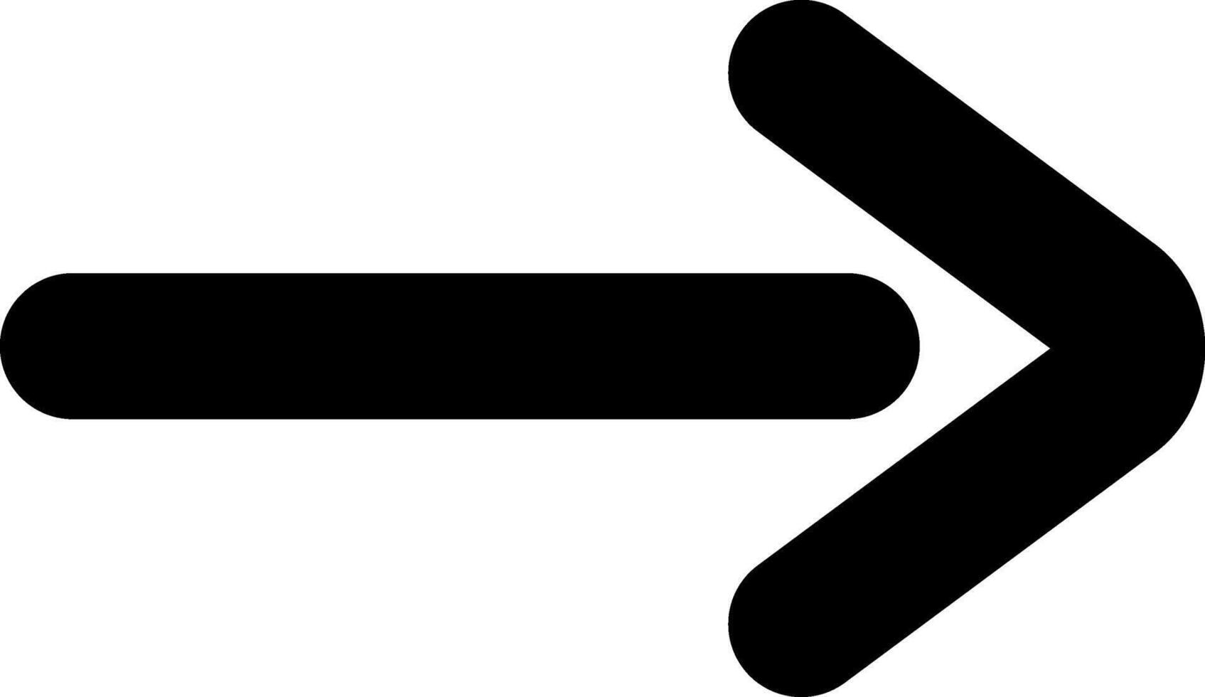 Simple black arrow pointing right with rounded corners set against a clean white background, serving as an effective symbol for direction, progress, and navigation vector