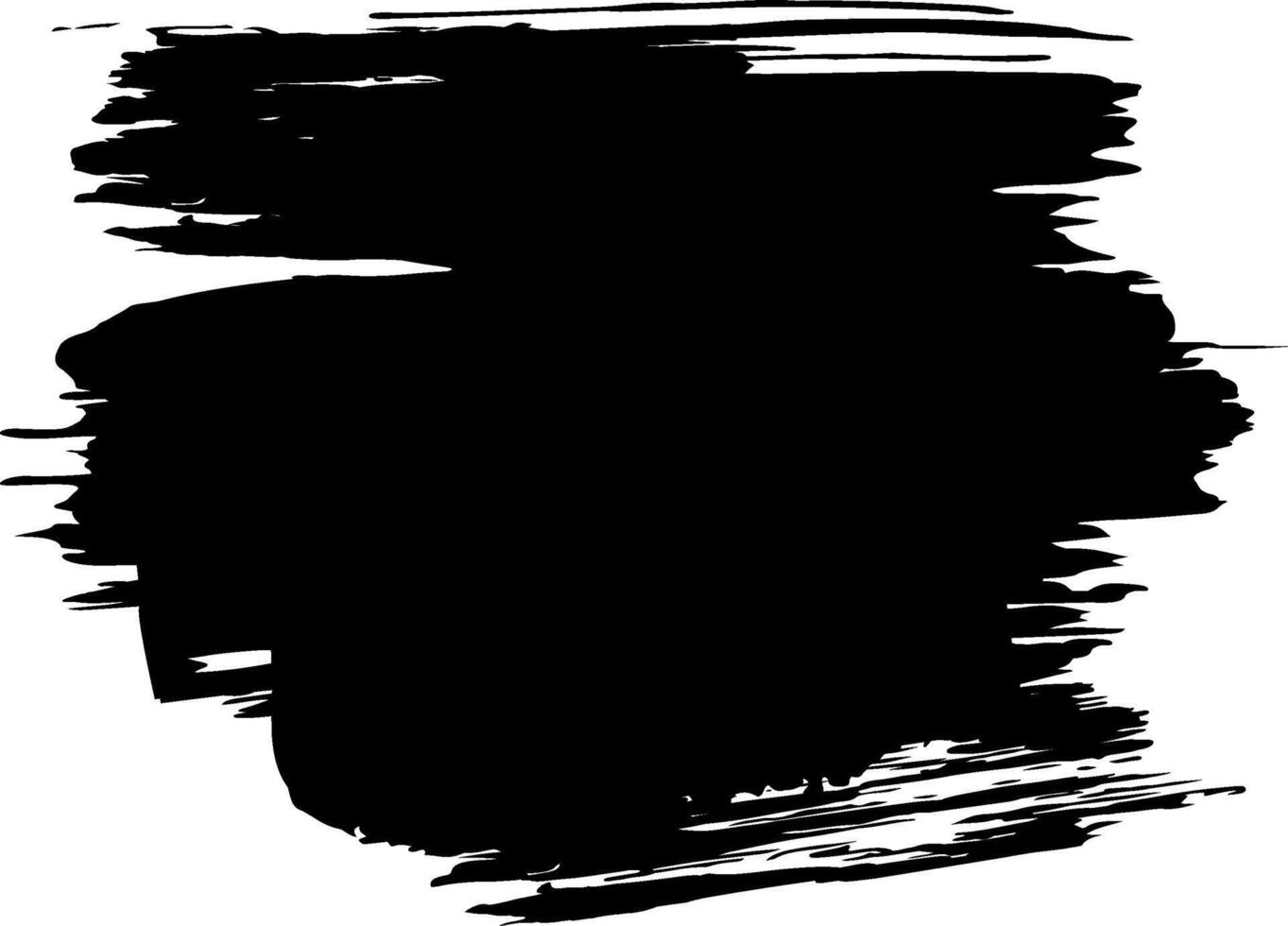 Large black brush stroke creating an abstract, textured shape on a white background, suitable for backgrounds, overlays, and design elements vector