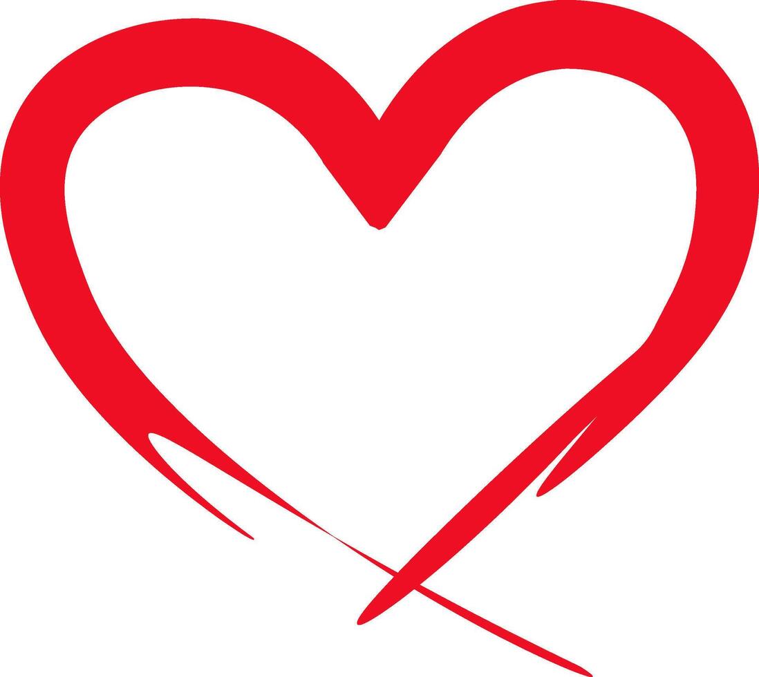 Hand drawn red heart symbol representing love, affection, romance, passion, and positive emotions, perfect for Valentine's Day or any loving occasion vector