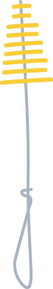 Yellow spiral pipe cleaner resting on a white background, featuring a convenient hanging loop, perfect for various crafts and creative projects, enhancing artistic expression and imaginative play vector