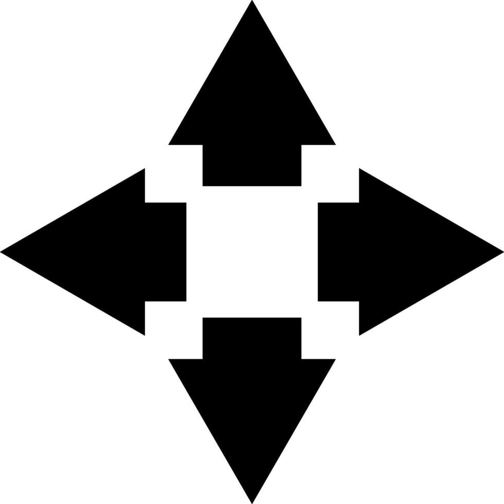 Four black arrows are pointing up, down, left, and right, creating a square shape with a white center, representing different directions and choices vector