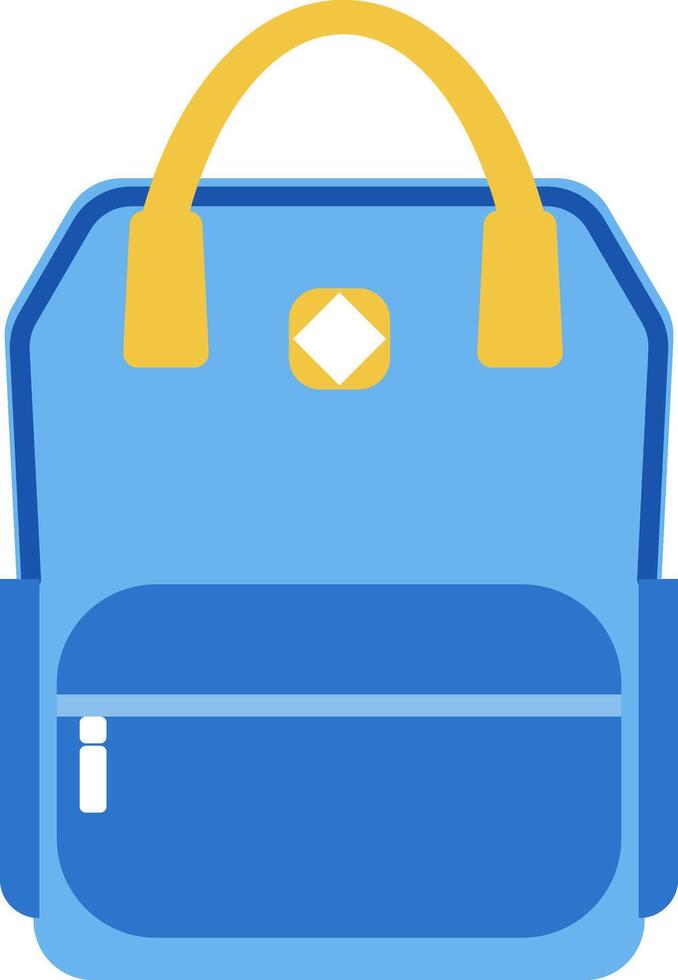 Stylish blue backpack with a prominent yellow handle stands out against white background, symbolizing the excitement and preparation for the back to school season vector