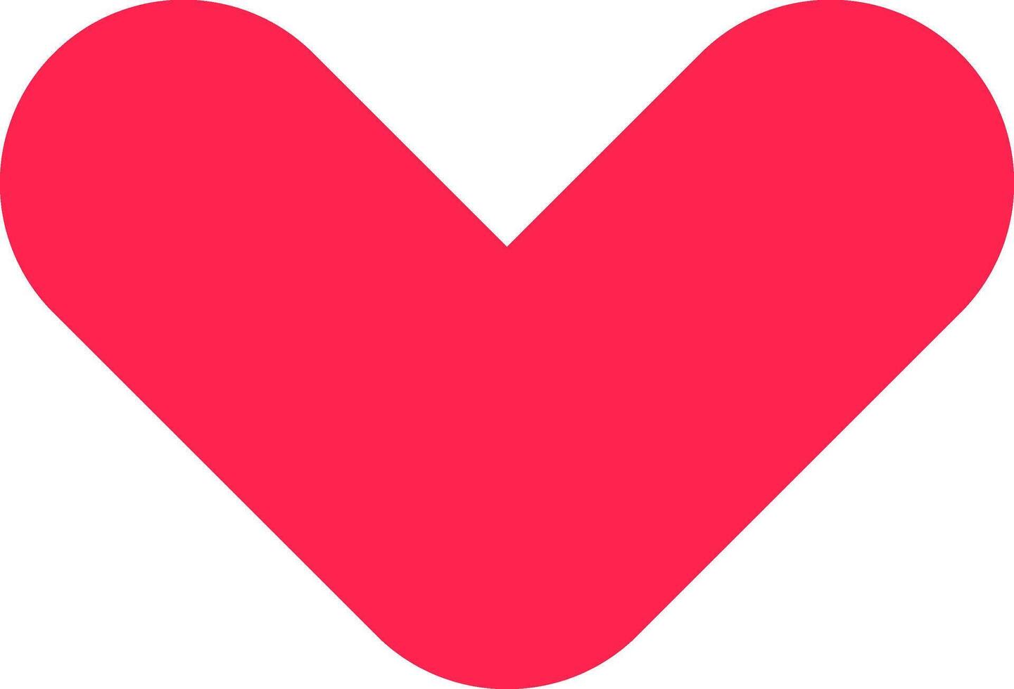 Stylized red heart shape with rounded edges forming a V on a white background, representing love, affection, and Valentine's Day celebrations vector