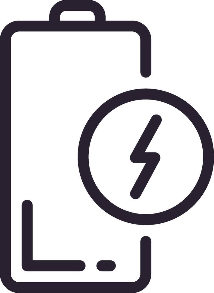 Battery charging represented by a flash symbol, illustrating fast energy supply. Simple black and white thick line icon captures the essence of quick power delivery vector