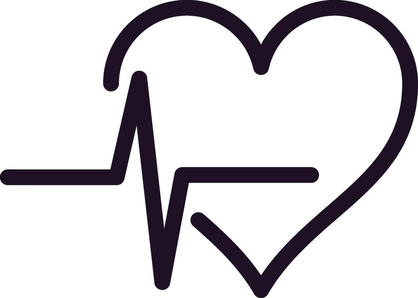 Continuous line drawing depicting a heartbeat transforming into a heart shape, representing themes of healthcare, cardiology, and the pursuit of a healthy lifestyle vector