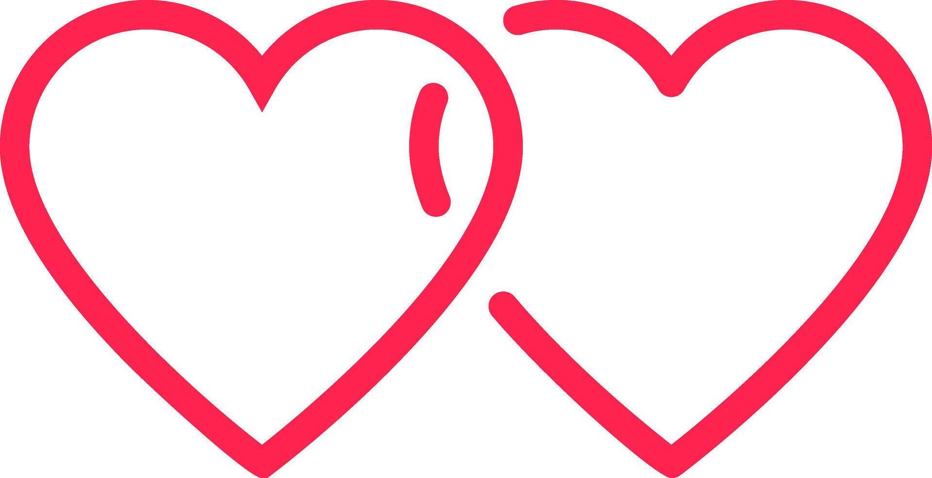 Two pink hearts overlapping each other, creating a symbol of love, affection, and connection, perfect for Valentine's Day or romantic projects vector
