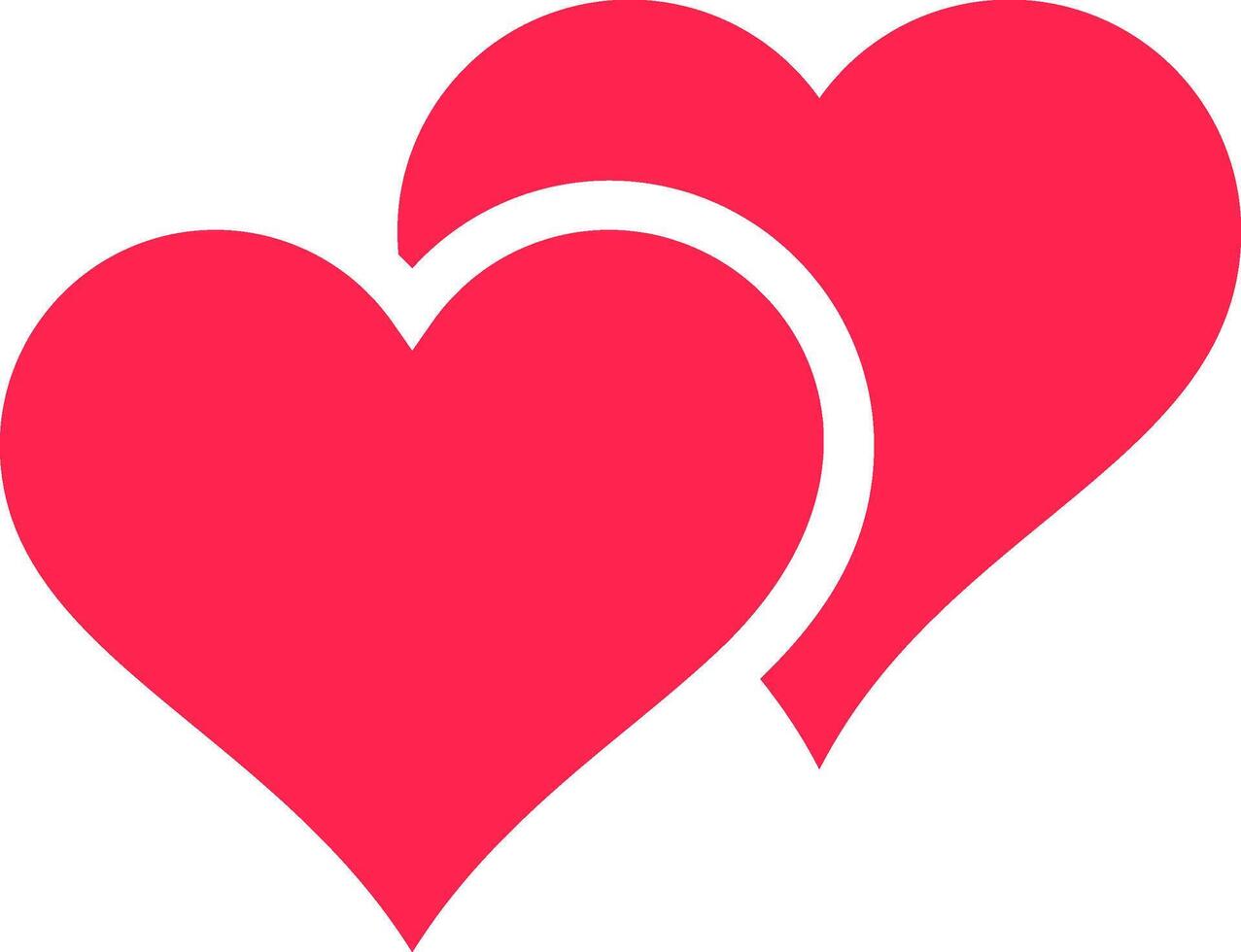 Two overlapping red hearts representing love and romance, embodying strong feelings of affection while conveying messages of connection, care, and emotional bonding vector