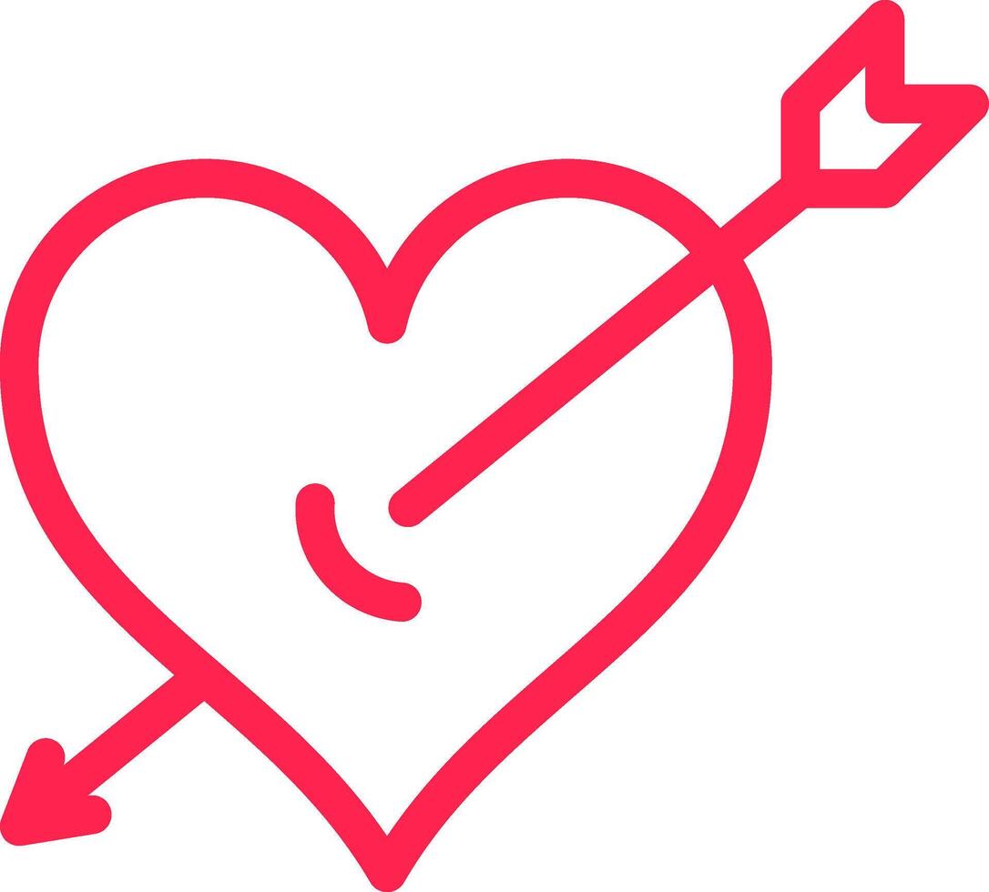 Cupid's arrow piercing a red heart symbolizing love, romance, Valentine's Day, passion, relationships, and positive emotions, perfect for greeting cards, invitations, or web design vector