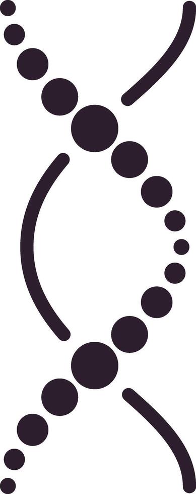 Dark purple dna structure forming double helix with connected dots representing chemical bases on plain white background, ideal for scientific or medical themes vector