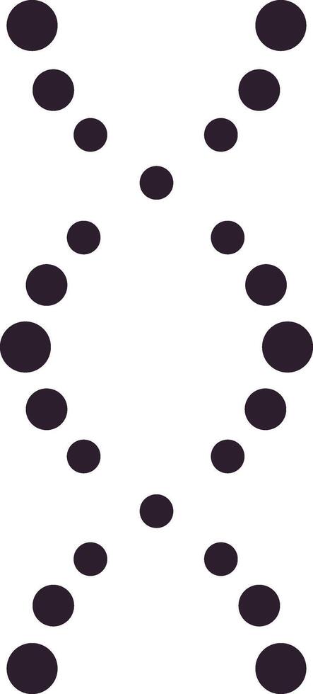 Black dots moving and converging, creating a double helix shape resembling a DNA strand against a clean white backdrop, symbolizing genetic coding or scientific processes vector