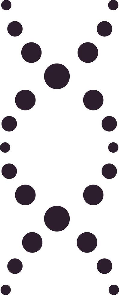 Scientific illustration featuring a double helix of black circles in varying sizes on a white background, symbolizing DNA, genetics, and biological research vector