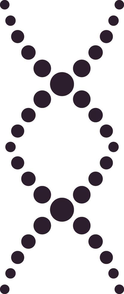 Vertical illustration of a dna double helix forming a circle with dots converging in the center, representing genetic code, genome, chromosome, and biological research vector
