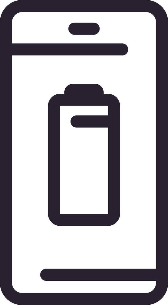 Minimalist illustration of a smartphone displaying a low battery status, emphasizing the need for charging and power management in modern mobile devices vector