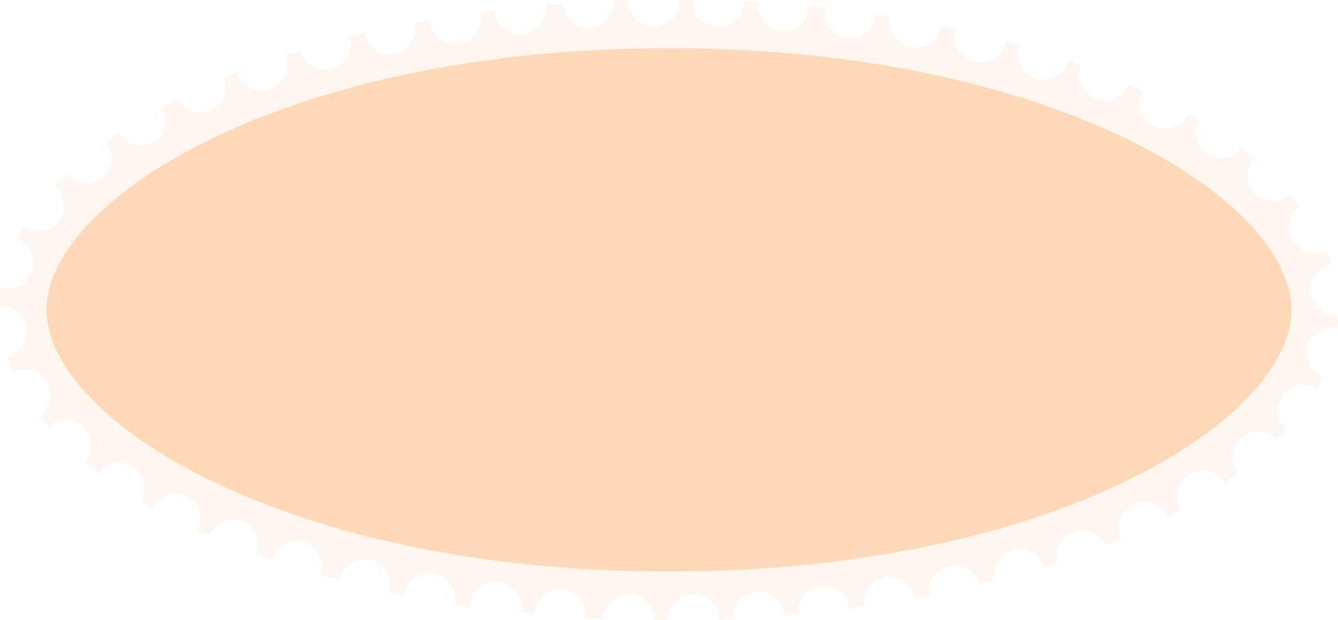 Oval shape filled with a soft peach hue, featuring a serrated white border, creating an eye catching design element perfect for various decorative purposes vector