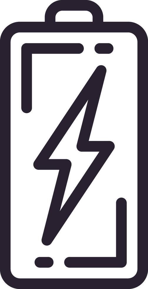 Simple line drawing of a battery with a lightning bolt symbol inside, representing the concept of fast charging technology for electronic devices vector
