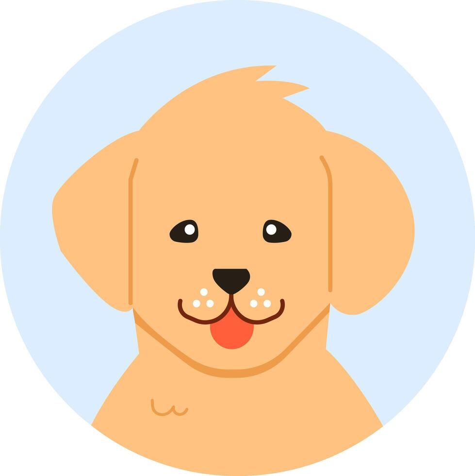 Cute golden retriever puppy sticking its tongue out, simple flat illustration, perfect for animal lovers, pet shops, veterinary clinics, or any design related to dogs vector