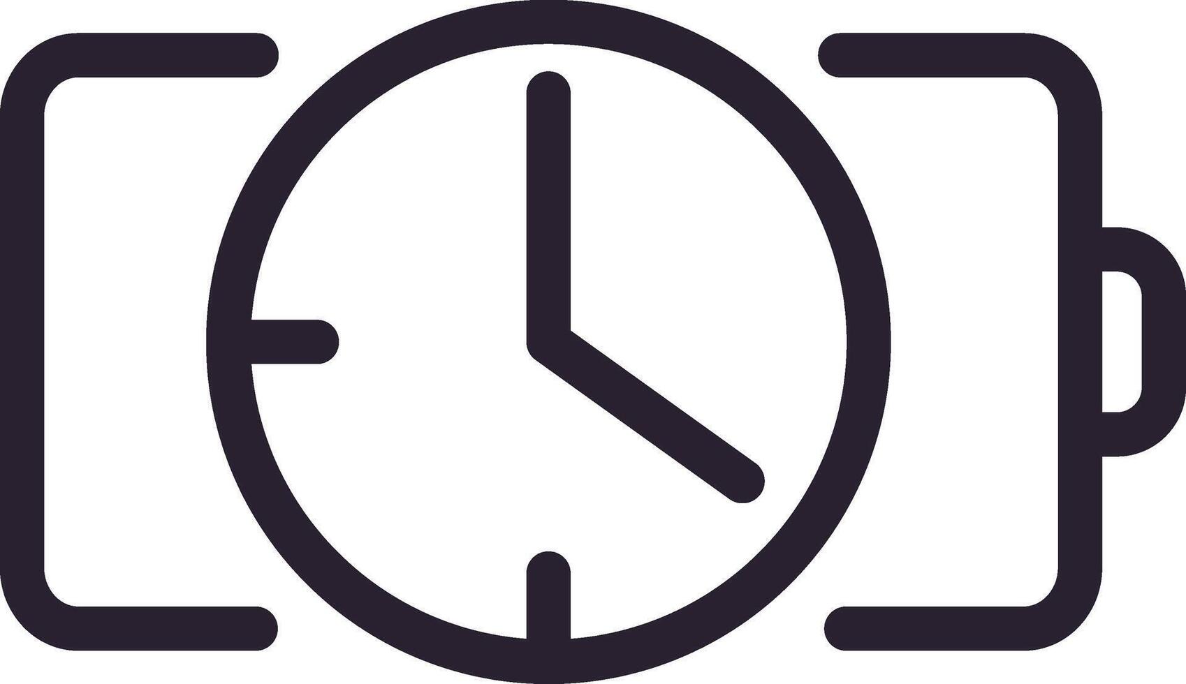Simple wristwatch icon showing the current time with hour and minute hands, representing concepts of time management, punctuality, and fashion accessory vector