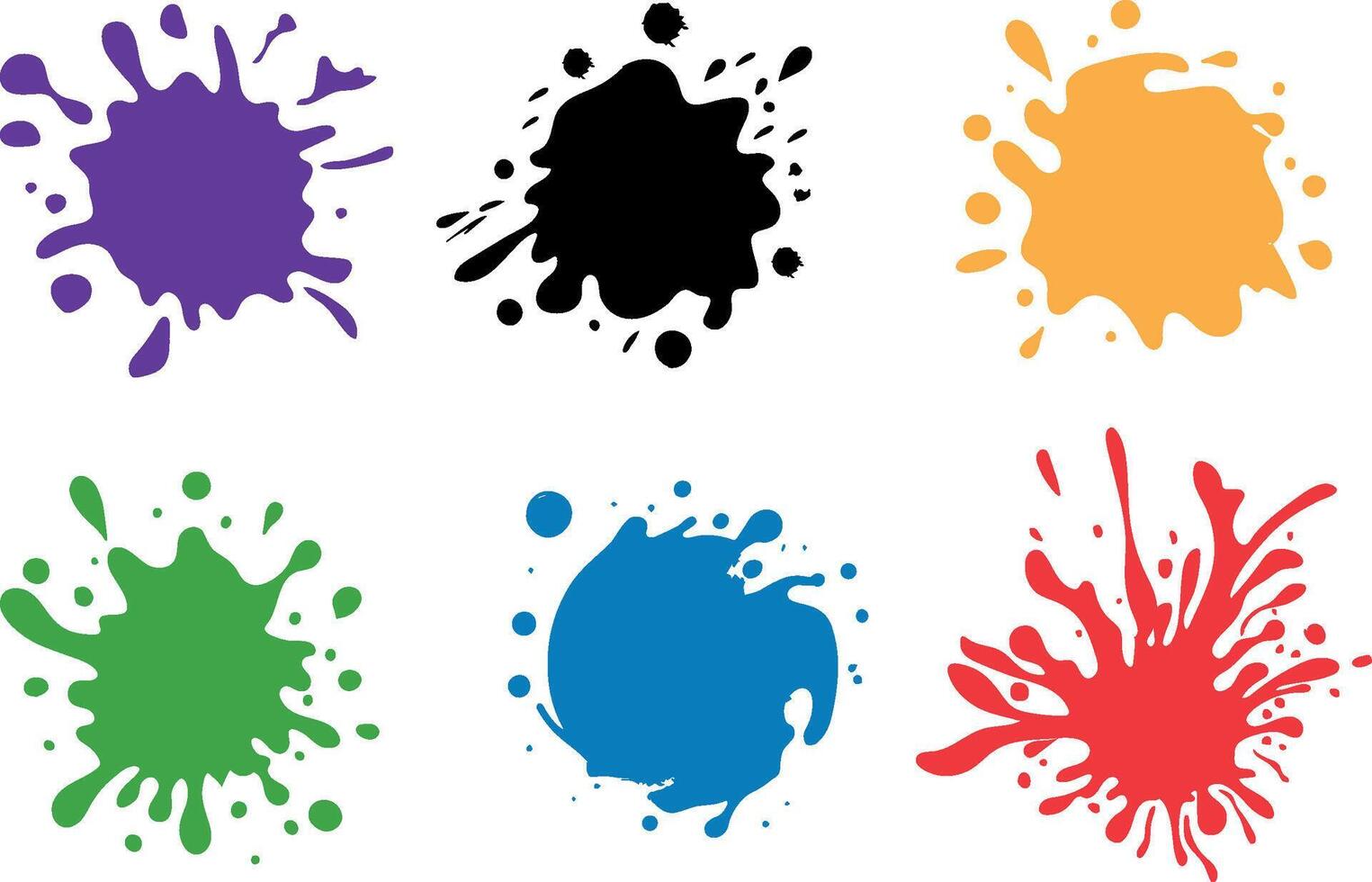 Set of 6 colorful Ink Spots vector
