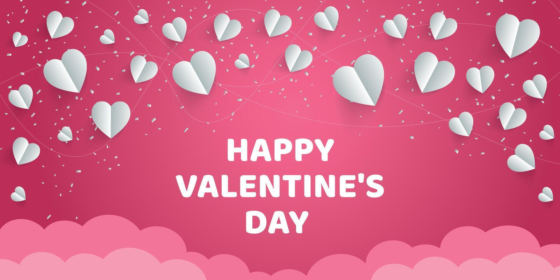 Horizontal banner with a black and read Happy Valentine's Day sale banner design template. vector