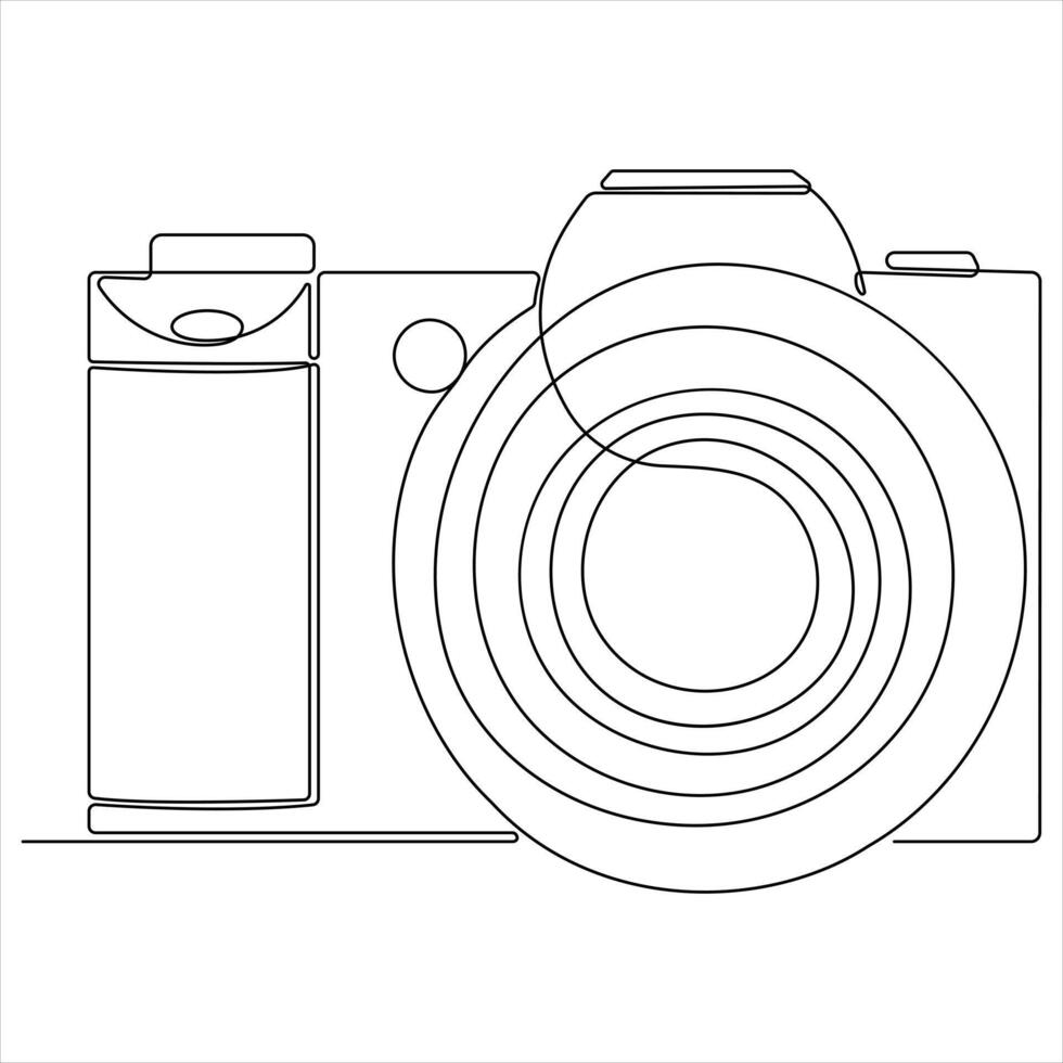 Continuous camera single line art drawing outline style illustration vector