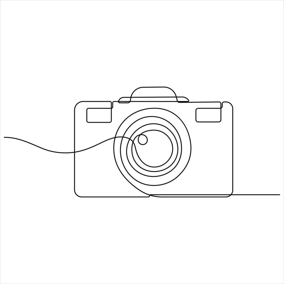 Continuous camera single line art drawing of sketch illustration vector