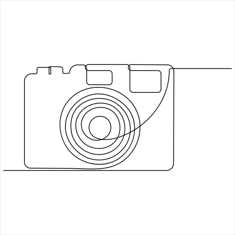 Continuous single line drawing Camera single line draw style illustration vector