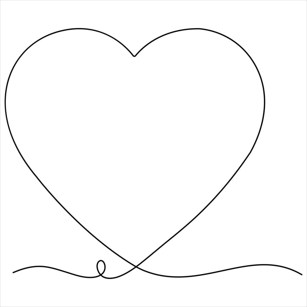 Single line continuous drawing of love sign with heart minimalist of love concept vector