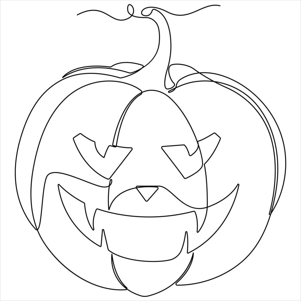 Halloween Pumpkin one line continuous single line art drawing outline style illustration vector