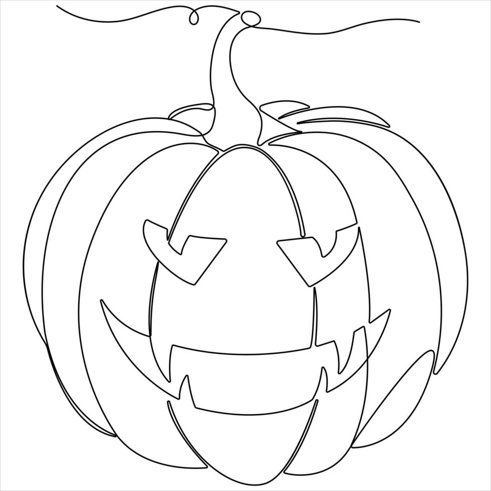 Halloween Pumpkin one line continuous single line art drawing outline style illustration vector