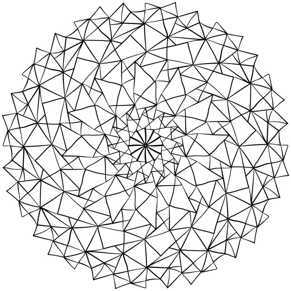 Simple outline mandala of triangles, creative zen coloring page for activity and design vector