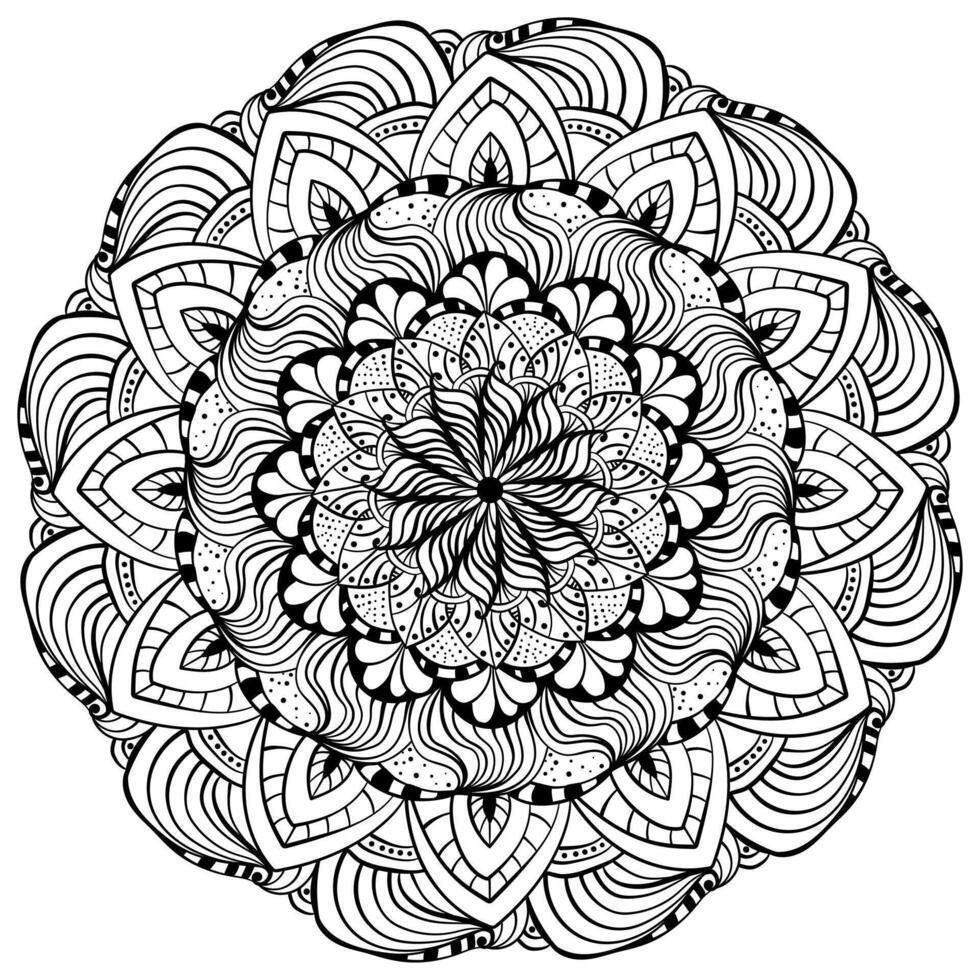 Creative Outline Mandala with Zen Patterns, Tangled Coloring Page for Activity vector
