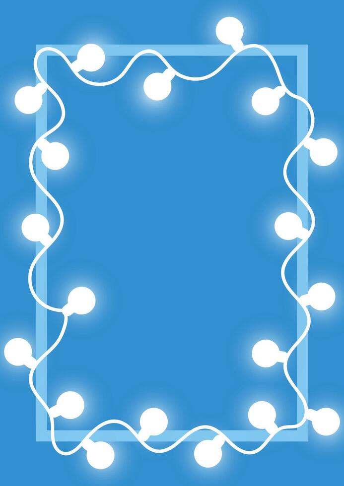 Vertical frame decorated with shining light bulbs. template ornated with glowing garland lights. Elegant design with empty space inside. vector