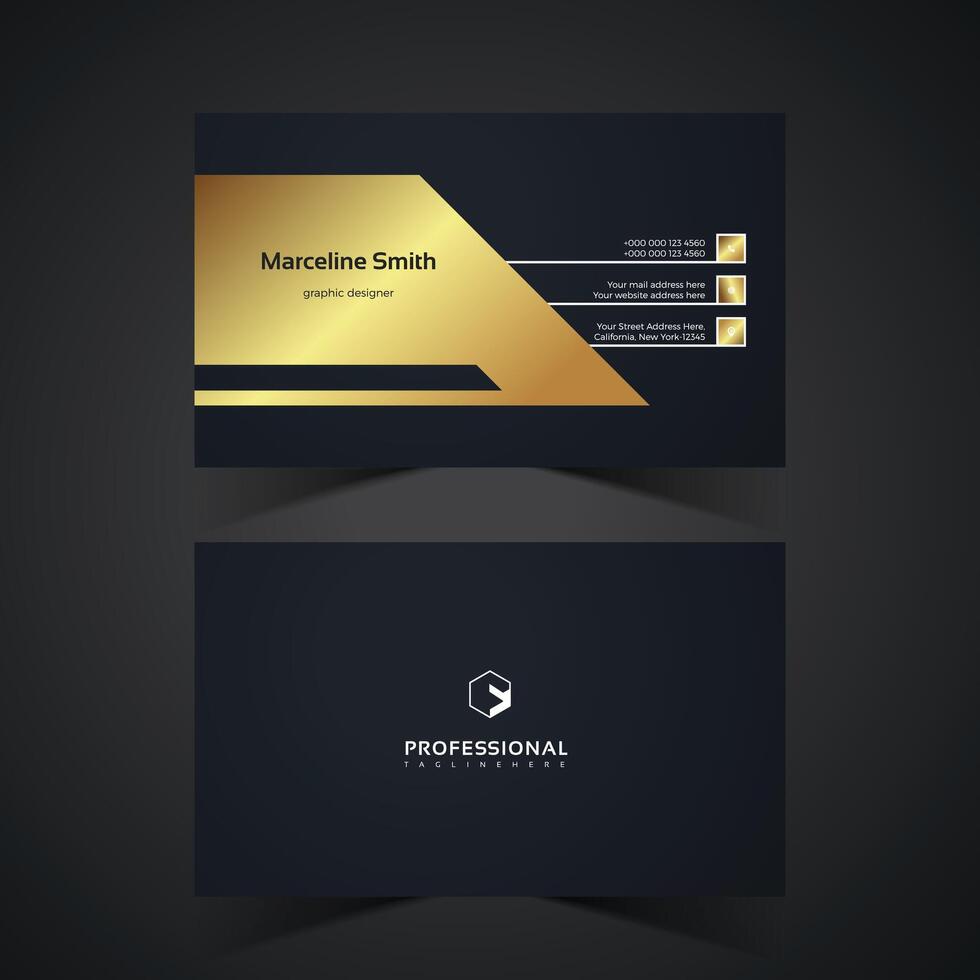 Golden color with dark blue color luxury business card design vector