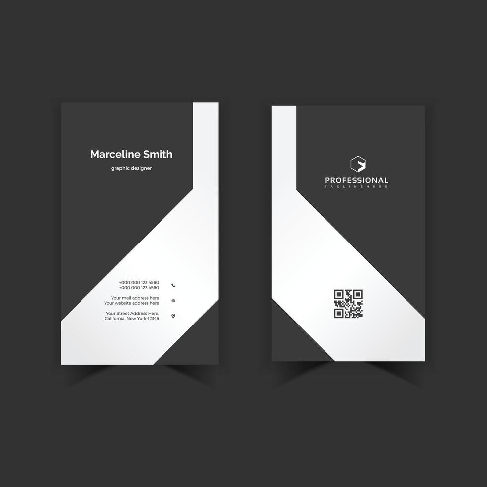 Black and White Vertical Size simple unique Business card Design Template vector