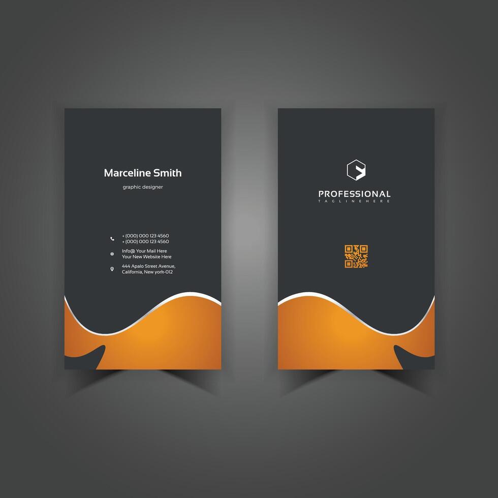 Unique style new vertical Business cards design with yellow golden and dark black color combination design vector
