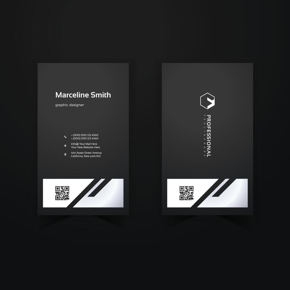 Minimalist modern stylish new elegance business card design template with dark black and silver color combination design card vector