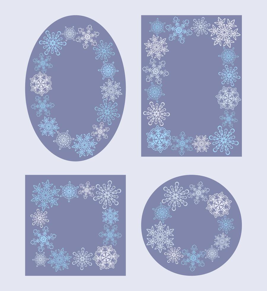 Purple blue frames with snowflakes vector