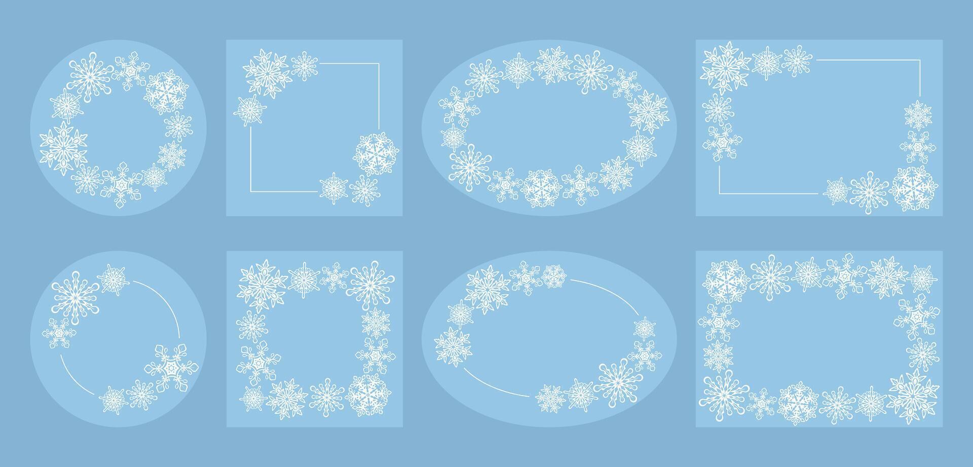 Winter frames with snowflakes vector